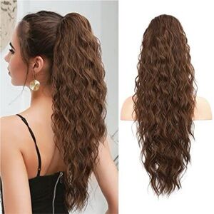 Wavy Long Brown Ponytail Hair Extension - Brown